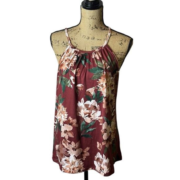 Papermoon Red Tank Top Halter Floral Pattern - Picture 6 of 10